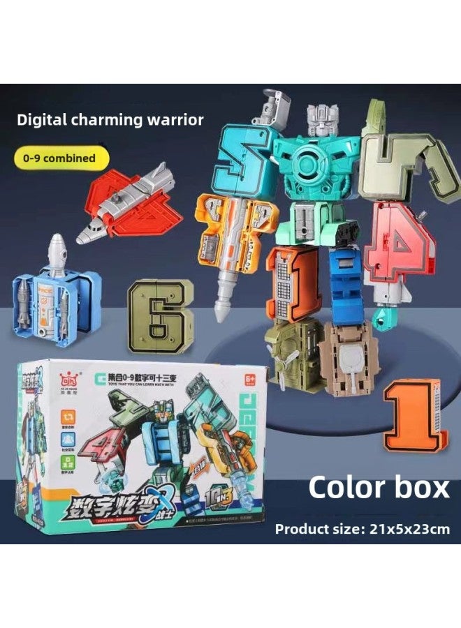 Digital Deformation Educational Toy Boy Assembled Figure Letter Building Blocks 3 To 6 Years Old Boys 5 To 7 Children Birthday Gift-color:Enlarged Number 【digital Robot 0-9】 Color Box - Image 1