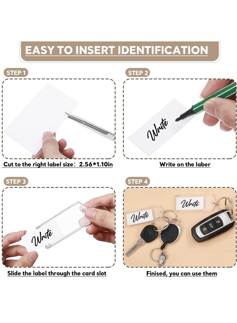 Excefore Plastic Key Tags ,50 Pcs Key Tags 3 Inch Plastic Key Chain Tags Clear Slip Slot Key Tags with Split Rings, Transparent Key Chains Bulk for ID Luggage Travel Car Office Pets Storage - Image 3