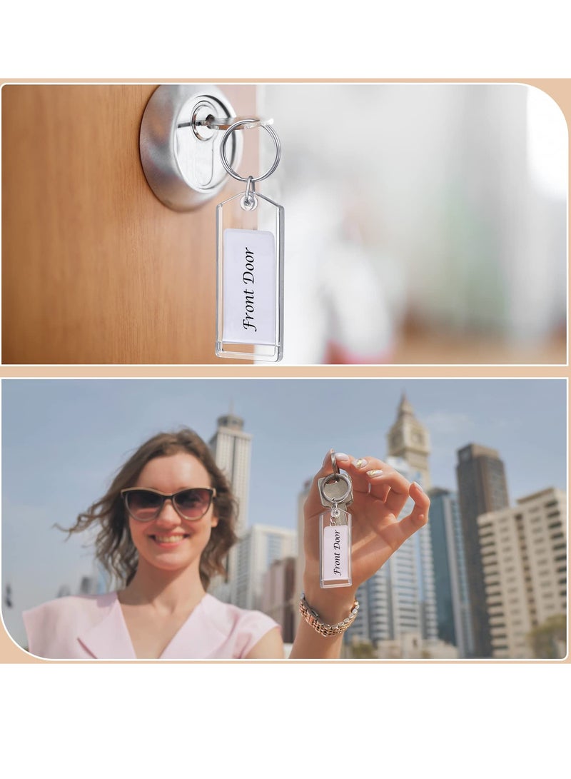 Excefore Plastic Key Tags ,50 Pcs Key Tags 3 Inch Plastic Key Chain Tags Clear Slip Slot Key Tags with Split Rings, Transparent Key Chains Bulk for ID Luggage Travel Car Office Pets Storage - Image 4