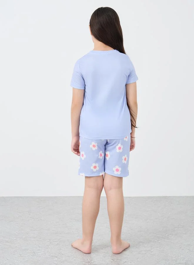 Styli Styli Floral Print T-Shirt and Shorts Set