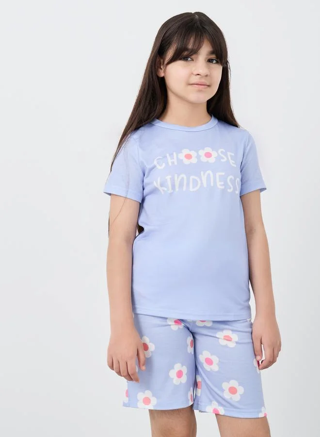 ستايلي Styli Floral Print T-Shirt and Shorts Set