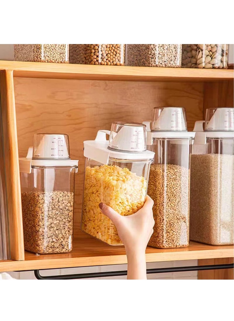 Generic 3PCS Airtight Dry Food Storage Container Pour Spout and Sealing Buckle Food Dispenser Food Storage Box with Measuring Cup Kitchen Cabinet Organizer Food Container (1800ml 2300ml 1100ml)  - Image 5