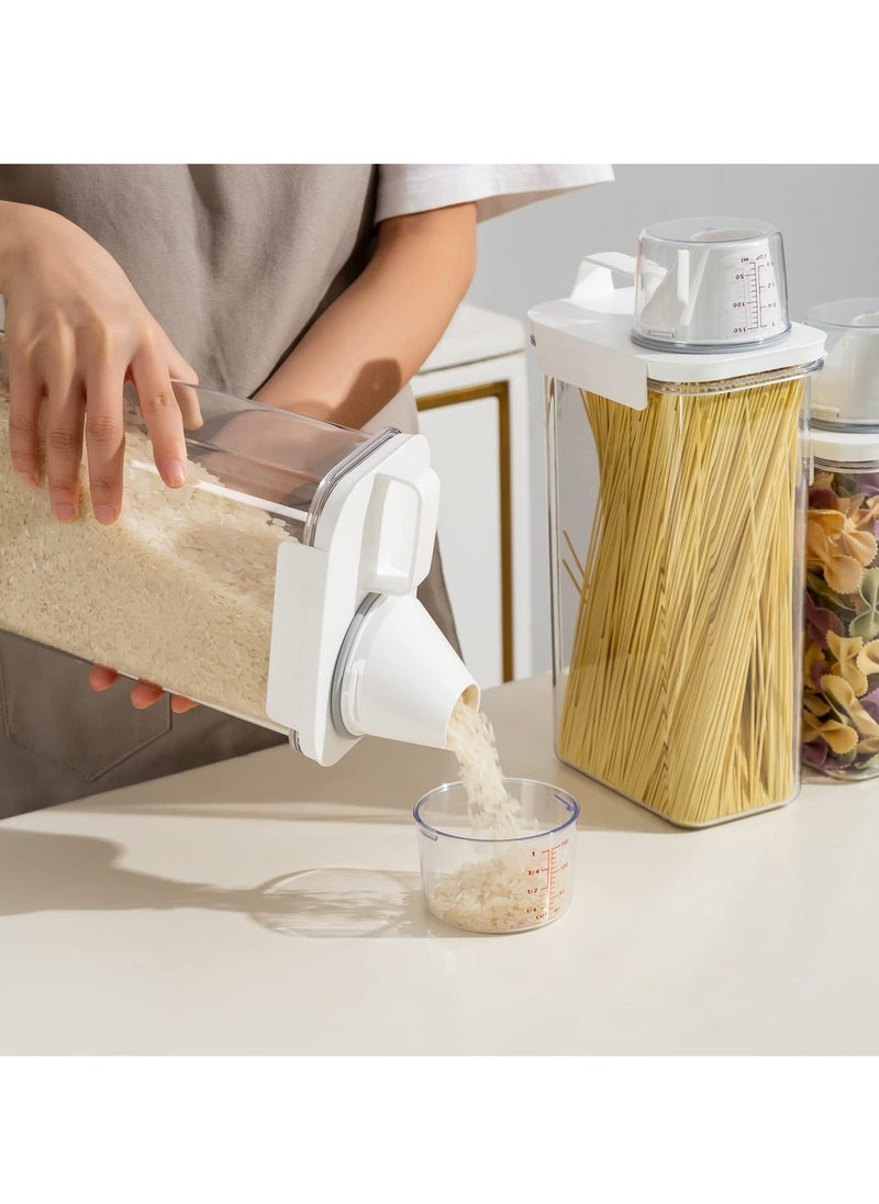 Generic 3PCS Airtight Dry Food Storage Container Pour Spout and Sealing Buckle Food Dispenser Food Storage Box with Measuring Cup Kitchen Cabinet Organizer Food Container (1800ml 2300ml 1100ml)  - Image 4