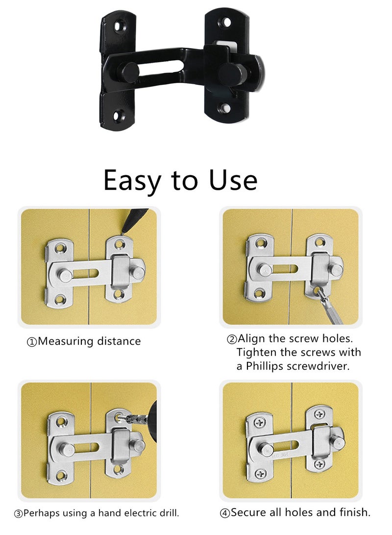 2 Pack Black l Right Angle Buckle Gate Lock Latch Flip Window Lock Safety Door Bolt Latch for Home Garden Garage (3 Inch) - Image 3