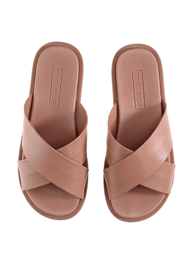 موليكا Moleca Ladies Flat Sandals Beige | Made In Brazil