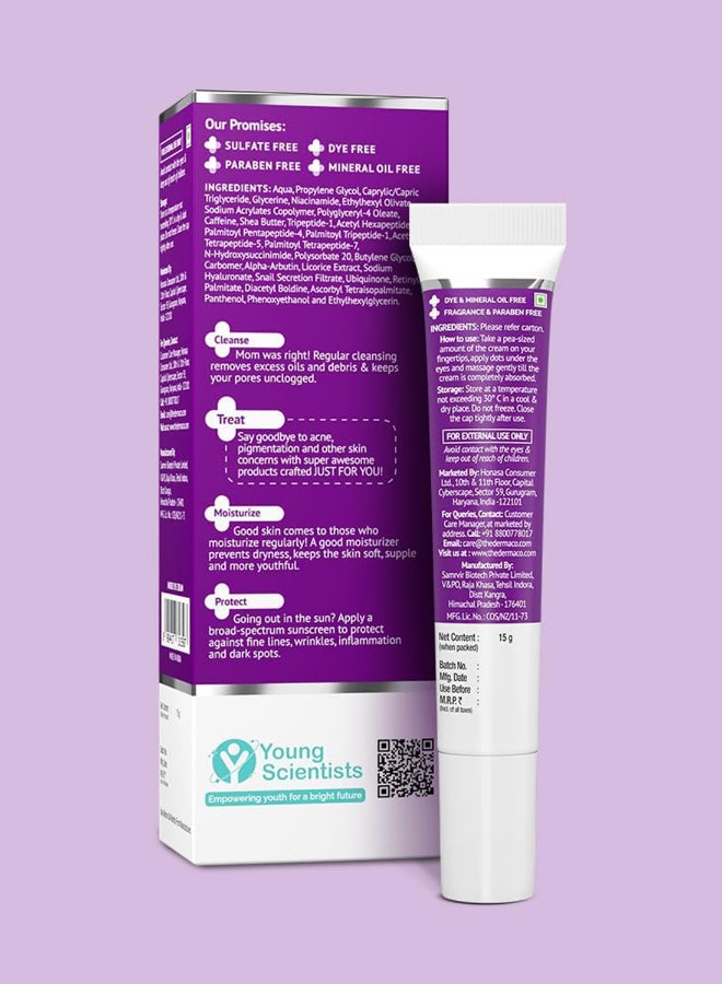 The Derma Co. Snail Peptide 96 Under Eye Repair Cream with Snail Mucin & Peptide Complex For Dark Circles & Puffiness - 15 g