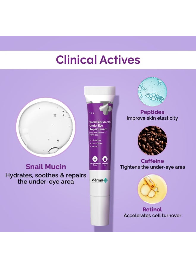 The Derma Co. Snail Peptide 96 Under Eye Repair Cream with Snail Mucin & Peptide Complex For Dark Circles & Puffiness - 15 g