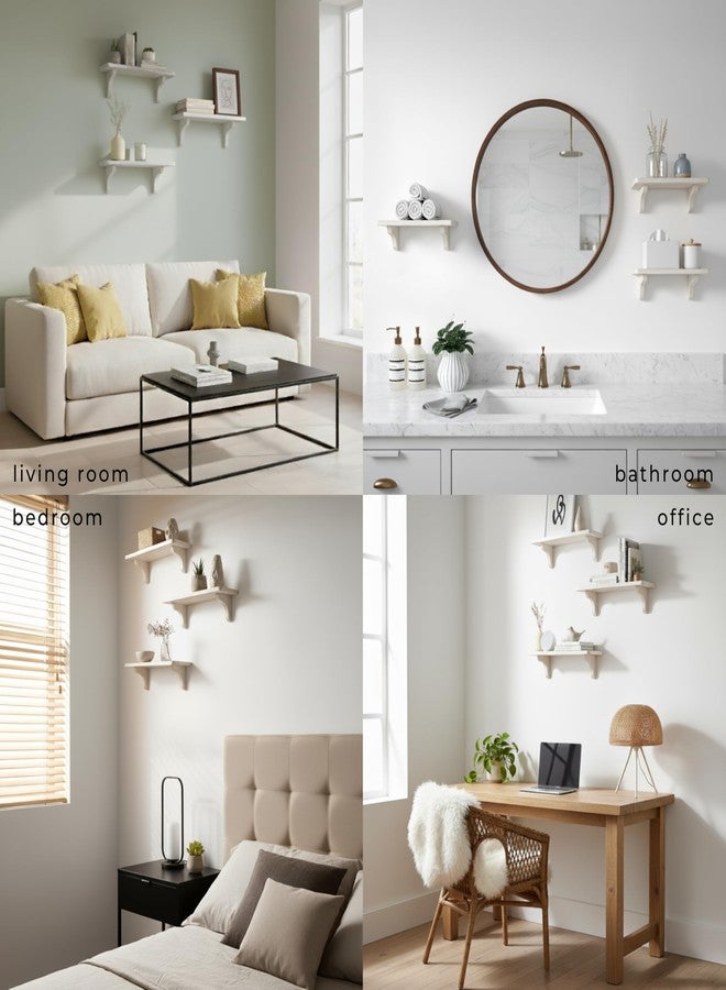 Willowy Real Wood White Shelves for Wall - 17 inch (3 Pack) - Easy to Install, Template and Video Included - White Wall Shelves, Shelves for Room, Decorative Shelves, White Wall Shelf - Image 3