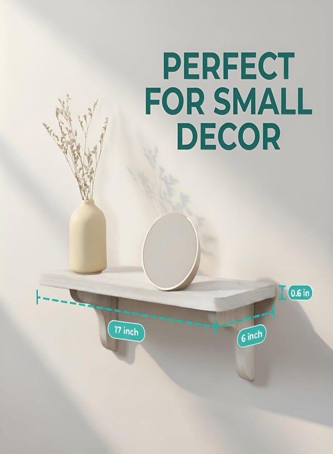 Willowy Real Wood White Shelves for Wall - 17 inch (3 Pack) - Easy to Install, Template and Video Included - White Wall Shelves, Shelves for Room, Decorative Shelves, White Wall Shelf - Image 4