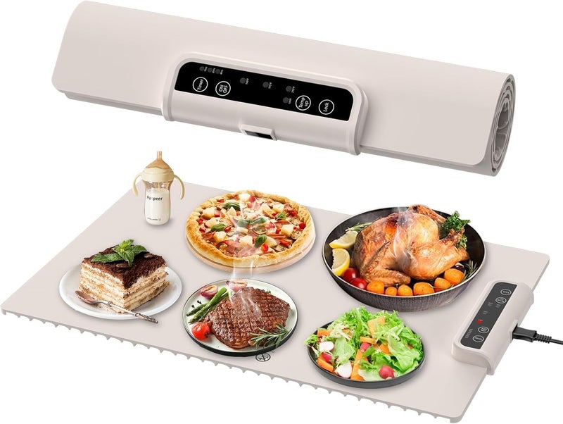 Suicune Electric Warming Tray Fast Heating Food Warming Mat Portable Silicone Warmer with 3 Temperature Settings Foldable Food Warmer for Parties Gatherings and Everyday Use - Image 1