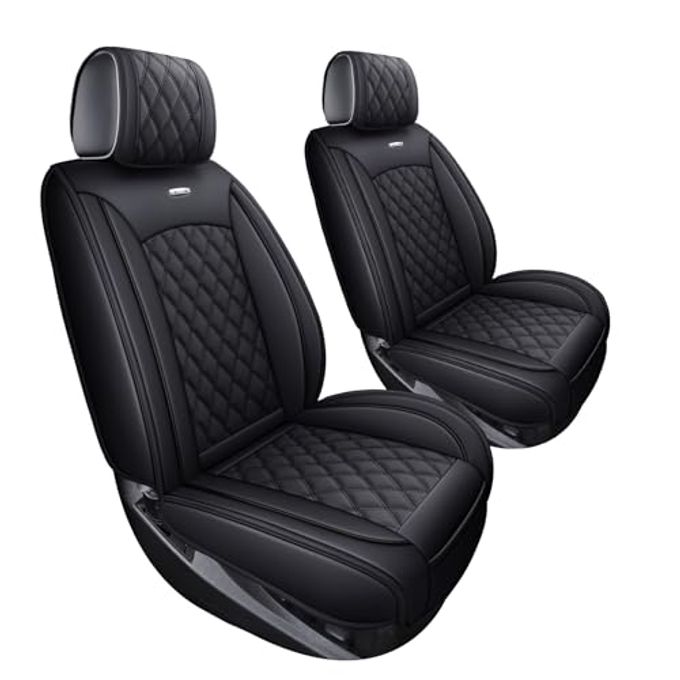 Aierxuan Chevy Silverado Gmc Sierra 2 Front Seat Covers Pickup Custom Fit 2007-2025 1500 2500Hd 3500Hd Crew Double Extended Cab Waterproof Leather Seat Protectors(2 Pcs Front, Black) - Image 4