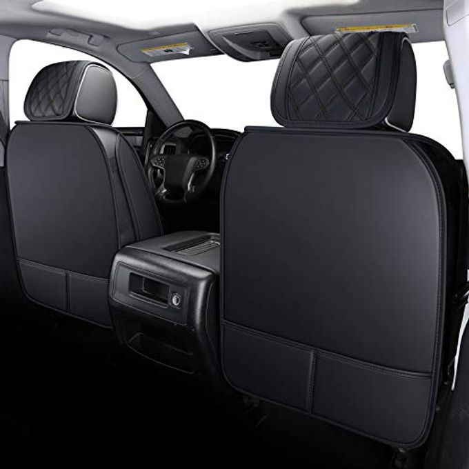 Aierxuan Chevy Silverado Gmc Sierra 2 Front Seat Covers Pickup Custom Fit 2007-2025 1500 2500Hd 3500Hd Crew Double Extended Cab Waterproof Leather Seat Protectors(2 Pcs Front, Black) - Image 3
