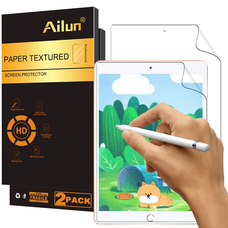 Ailun Paper Textured Screen Protector for iPad 9/8/7 (10.2-Inch, 2021&2020&2019) Draw Like on Papertouch Anti Glare Case Friendly [2Pack] - Image 1