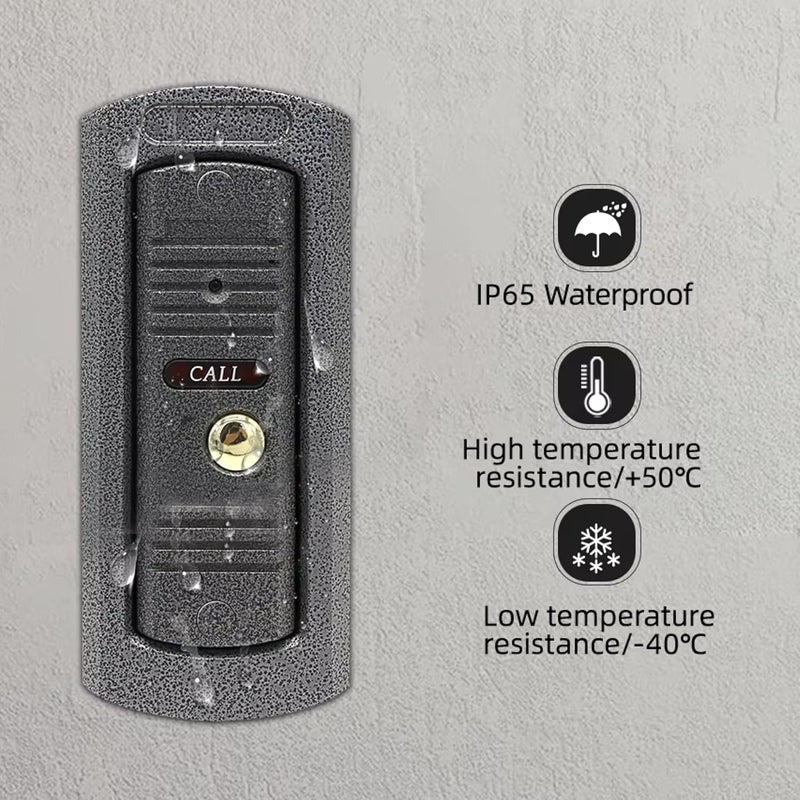 MX Analog Video Door Phone/Bell with 7" TFT LCD Screen Wired with Waterproof Pinhole Camera, Dual-Way Audio Intercom, One Call Button, Secure Video Doorbell for Home, Villa, Office & Apartment - Image 2