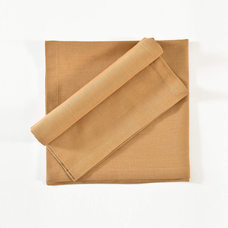 FINGERCRAFT Cloth Napkins  Cotton Linen Blend 12 Pack Easter Special Beige Premium Quality  Mitered Corners for Restaurant Home Every Day Use Napkins are Pre Shrunk and Good Absorbency Beige/Gold  - Image 4