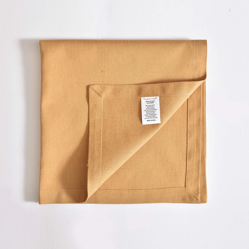 FINGERCRAFT Cloth Napkins  Cotton Linen Blend 12 Pack Easter Special Beige Premium Quality  Mitered Corners for Restaurant Home Every Day Use Napkins are Pre Shrunk and Good Absorbency Beige/Gold  - Image 5