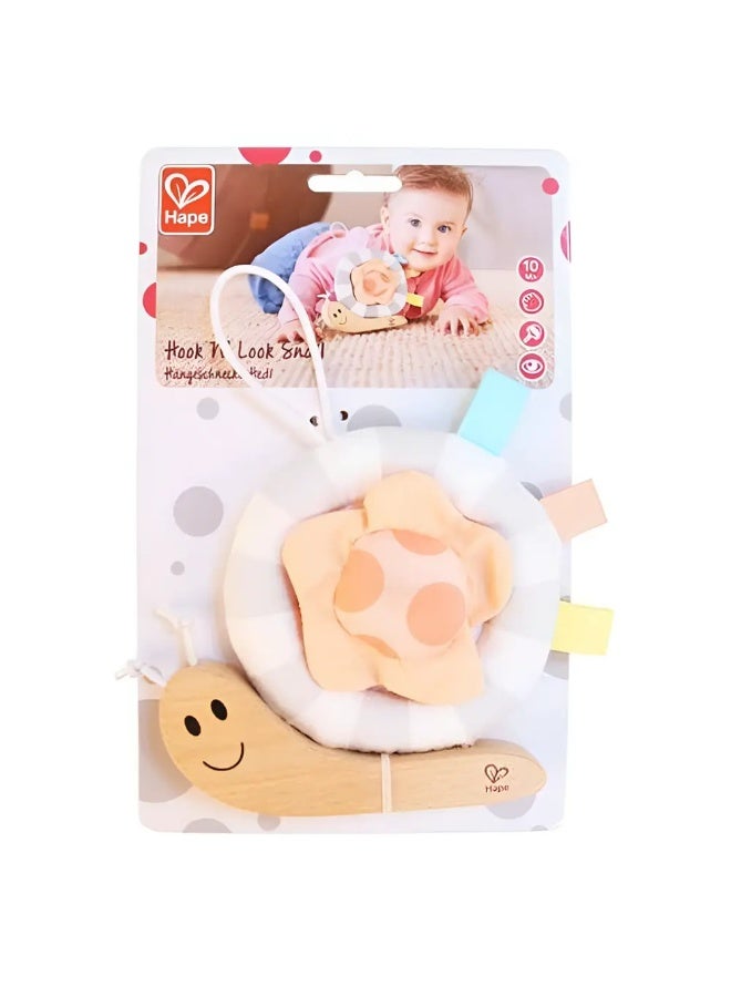 Hape Hook N' Look Snail Toy for Baby | Multitasking toy, Hanging Toy for stroller and Baby Bed | Easy Cute Hanging Sling on a Playsheet and Rattle Toy for Crib - Image 3