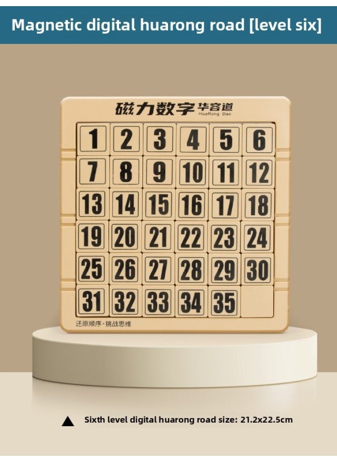 Huarong Road Sliding Puzzle Digital Special Primary School Students Hualong Three Kingdoms Children's Educational Toys Competition Magnetic Number HB-Color:[36 Grids] Magnetic Digital Huarong Road (level 6)  - Image 1