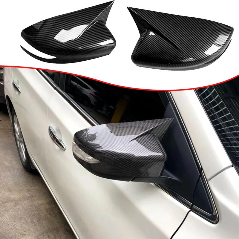 MUXEE 2PCS New Sports Rear Mirror Cover Caps for Nissan sentra 20132019Altima Sedan 20132018 ABS Side Door Wing Mirror Cap Covers Exterior car Accessories Carbon Fibe