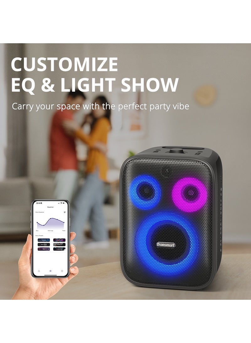 ترونسمارت مكبر صوت Tronsmart Halo 200 بتقنية البلوتوث 5.3 لحفلات الكاريوكي - بقوة 120 وات، وميكروفون لاسلكي مزدوج، وصوت جهير ووضوح استثنائي، مثالي للحفلات وأنشطة مكبر الصوت الخارجية والمتعة العائلية - أسود  - Image 3