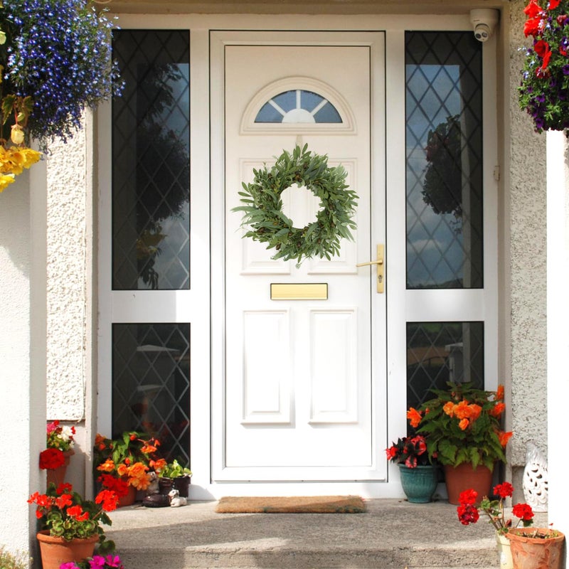 WreathDream 22 inch Olive Wreaths for Front Door Greenery Wreath with Olive Leaves, Bean for All Season Front Door Indoor Outdoor Farmhouse Home Wall Window Festival Wedding Decor - Image 2