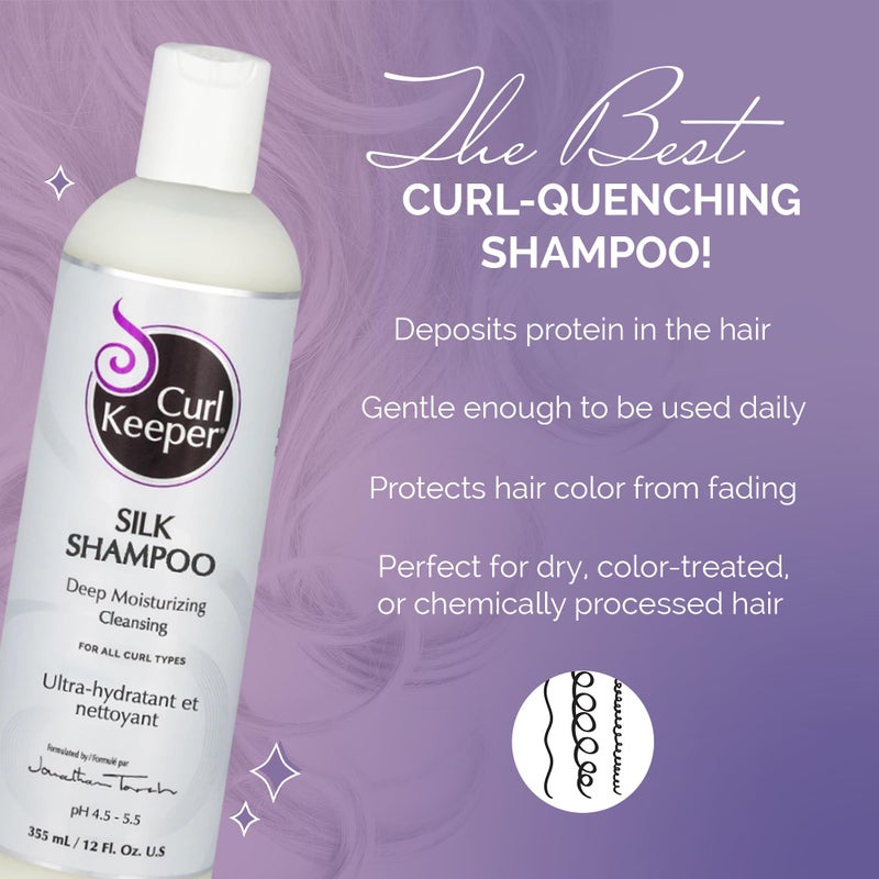 Curl Keeper Silk Shampoo for Curly Hair, 12 Fl Oz - Deep Moisturizing & Cleansing Daily Hair Shampoo with Silk Amino Acids for All Curl Types - Water Based & Sulfate Free Shampoo for Men & Women - Image 2