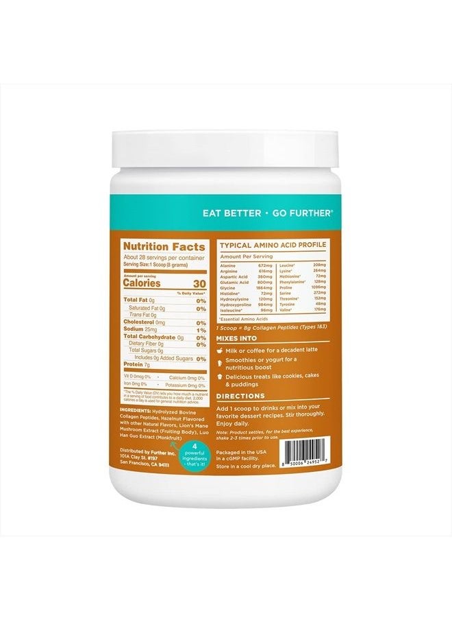 Further Food Collagen Peptide Powder Hazelnut Blend with Lion's Mane Mushroom, Grass-Fed Hydrolyzed Type 1 & 3 Protein, Gut Health + Joint, Hair, Skin, Nails, Paleo Keto Sugar-Free (28 Servings)  - Image 2