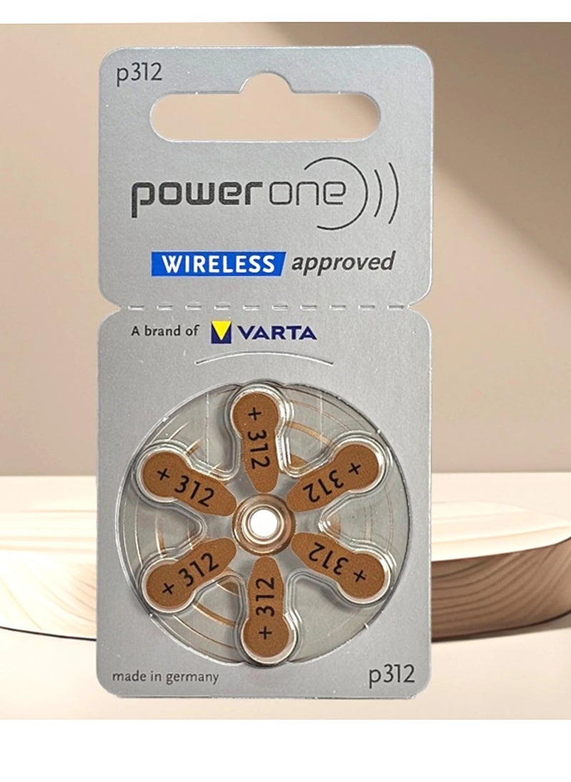 Power One 1.45V Original High Level Hearing Aid Batteries PowerOne P312 Pack Of 60 Pieces (German)  - Image 3