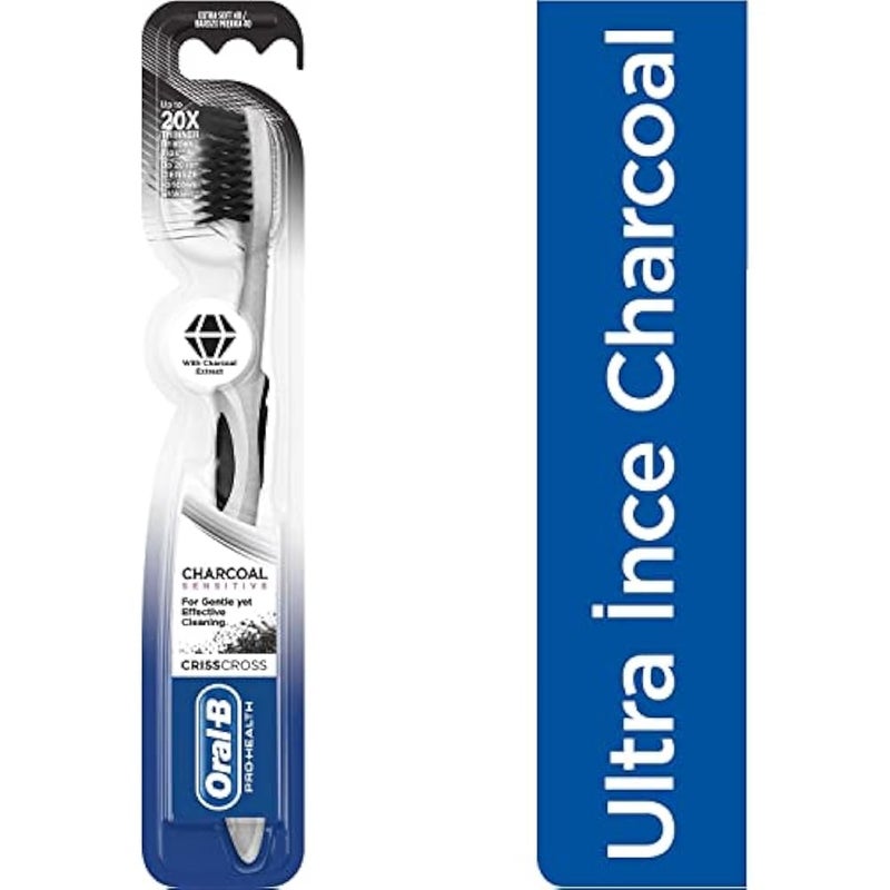 Oral-B Pro-Health Criss Cross Charcoal Sensitive Extra Soft 40 Toothbrush, 1 Count - Image 3