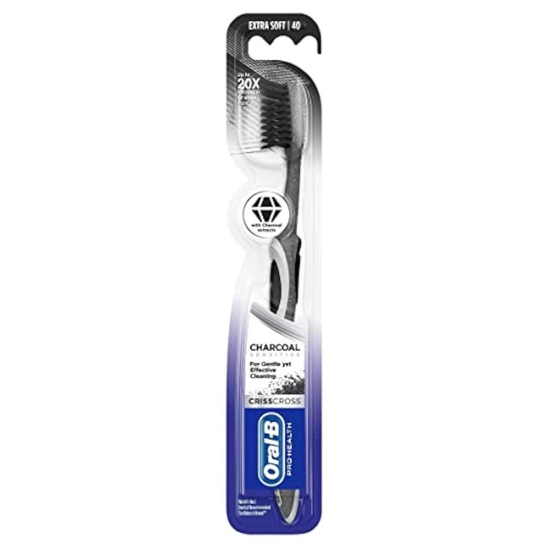 Oral-B Pro-Health Criss Cross Charcoal Sensitive Extra Soft 40 Toothbrush, 1 Count - Image 1