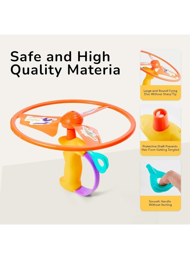Mideer Flying Disc Launcher Toy for Kids – Rip Cord Flying Saucer with 10 Inch Propeller Wings, Pull String Outdoor Flying Toy that Soars Over 50 Feet, STEM Action Toy for Kids Age 3+ - Image 1