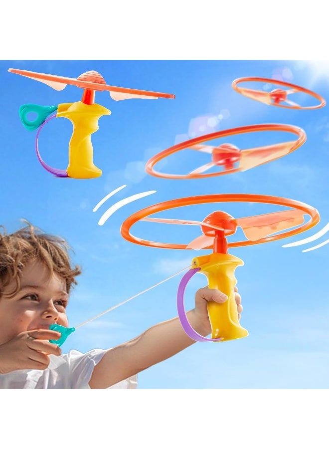 Mideer Flying Disc Launcher Toy for Kids – Rip Cord Flying Saucer with 10 Inch Propeller Wings, Pull String Outdoor Flying Toy that Soars Over 50 Feet, STEM Action Toy for Kids Age 3+ - Image 4