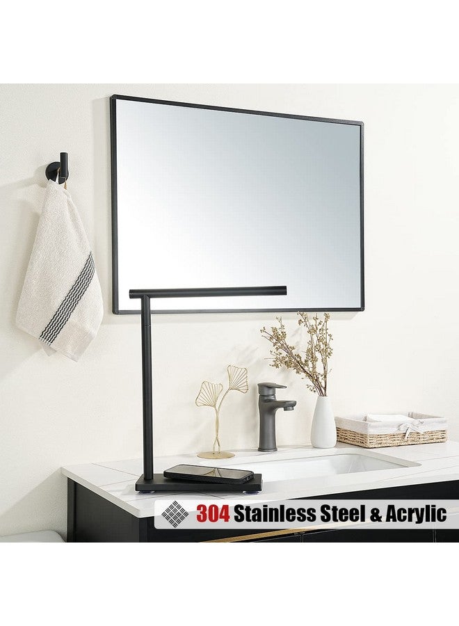 JQK JQK Hand Towel Holder Stand Black, Modern Tree Rack Free Standing for Countertop with 12 Inch Bar, 304 Stainless Steel Matte Black Thicken 0.8mm, HTT170-PB - Image 4