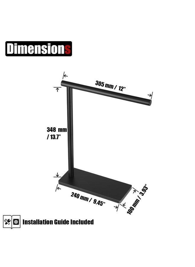 JQK JQK Hand Towel Holder Stand Black, Modern Tree Rack Free Standing for Countertop with 12 Inch Bar, 304 Stainless Steel Matte Black Thicken 0.8mm, HTT170-PB - Image 2