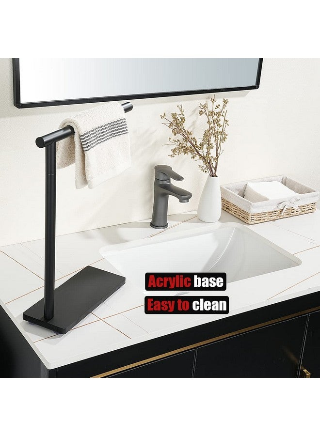 JQK JQK Hand Towel Holder Stand Black, Modern Tree Rack Free Standing for Countertop with 12 Inch Bar, 304 Stainless Steel Matte Black Thicken 0.8mm, HTT170-PB - Image 5