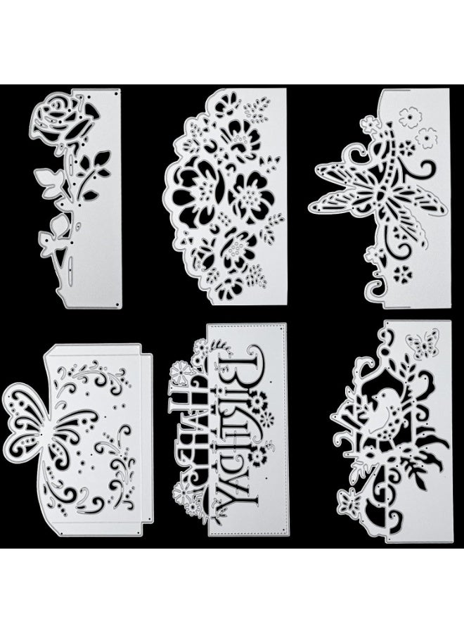 SYOSI Die Cuts for Card Making, DIY Scrapbook Paper Crafting, Album and Birthday Cards Decoration, Metal Flower, Butterfly, Lace and Bird Cutting Embossing Stencil Templates, (6 Styles, 6 Pcs) - Image 1