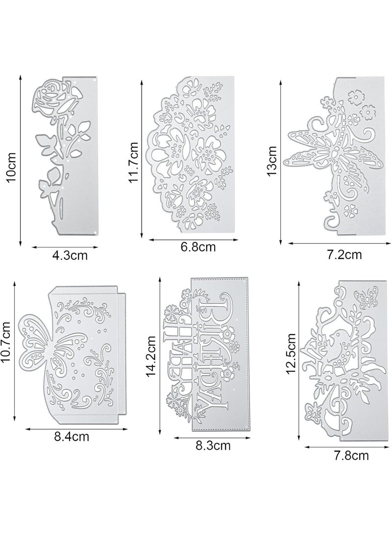 SYOSI Die Cuts for Card Making, DIY Scrapbook Paper Crafting, Album and Birthday Cards Decoration, Metal Flower, Butterfly, Lace and Bird Cutting Embossing Stencil Templates, (6 Styles, 6 Pcs) - Image 2