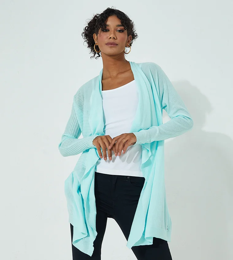 Beverly Hills Polo Club Textured Front Open Long Sleeves Cardigan