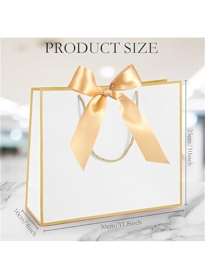 تراسل 12 قطعة أكياس هدايا شكرًا لك مع مقابض 11.8 × 10 × 4 بوصة أكياس ورقية مع أكياس تغليف هدايا بشريط معقود لحفلات الزفاف والتخرج، هدايا عيد ميلاد حفلات أعياد الميلاد، هدايا العروسين - Image 2
