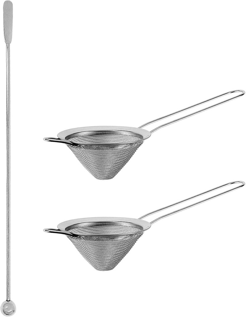Restynic 2-Piece Fine Mesh Cocktail Strainer Set with Muddler, Double-Filtering for Perfect Drinks at Home, Professional Bar Tools, Ideal for Bartenders & Mixologists - Image 1