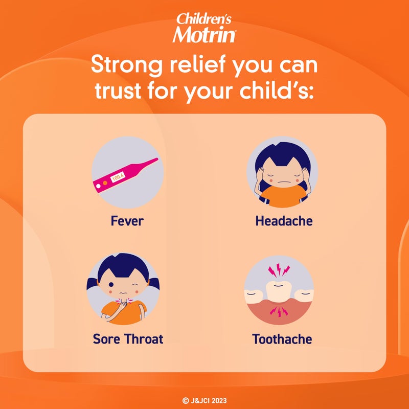Motrin Children's Chewable Tablets with Ibuprofen, Kids' Fever Reducer & Pain Reliever for Sore Throat, Fever, Toothache & Pain Relief, Grape Flavor, 24 Ct - Image 2
