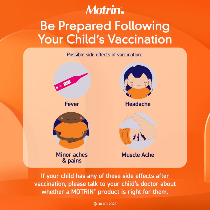 Motrin Children's Chewable Tablets with Ibuprofen, Kids' Fever Reducer & Pain Reliever for Sore Throat, Fever, Toothache & Pain Relief, Grape Flavor, 24 Ct - Image 5