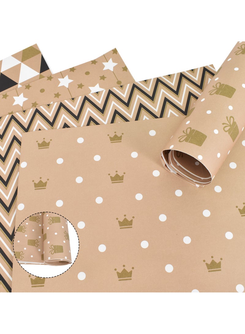 Gift Wrapping Paper, 7 Sheets Brown Kraft Paper with Various Patterns,70 x 50cm Gift Wraps for Women, Men, Party, All Occasions - Image 3