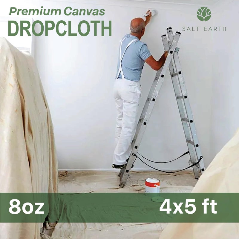 Salt Earth Canvas Drop Cloth 1Pc, Reusable Paint Drop Cloth, 100% Recycled Cotton Canvas Tarp Cover for Painter, Furniture, Floor Protection, All Purpose Painters Dropcloth for Christmas DIY (4x5 FT) - Image 2
