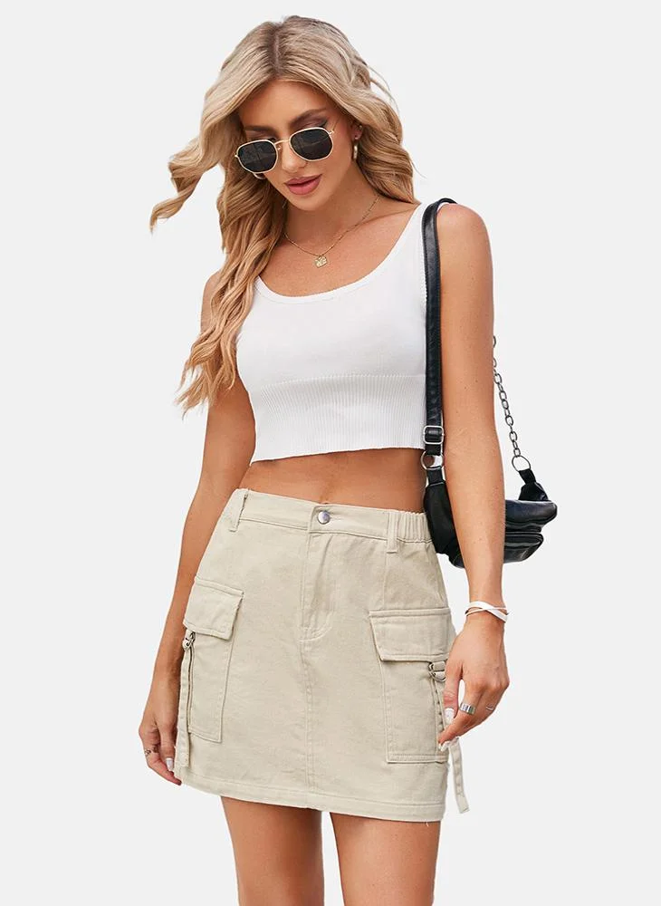 يونيكي Clear Mid Rise Plain Mini Skirt