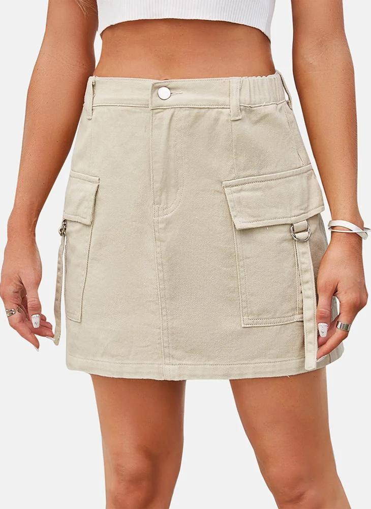 يونيكي Clear Mid Rise Plain Mini Skirt