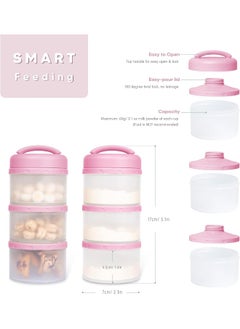 Termichy Termichy Stackable Formula Dispenser Portable Milk Powder Container, 2 Pack, Baby Pink  - Image 2