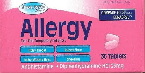 ASSURED Allergy Antihistamine Medicine Diphenhydramine 25 mg  72 tablets - Image 1