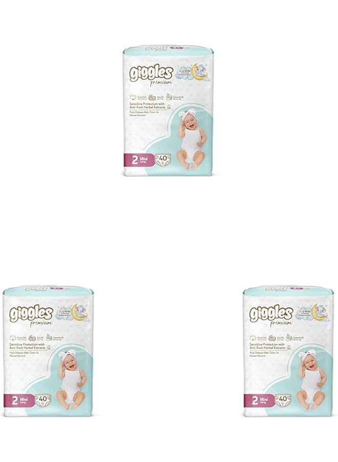 giggles Baby Diapers 40 Pieces Twin Pack Size 2 (Pack Of 3)