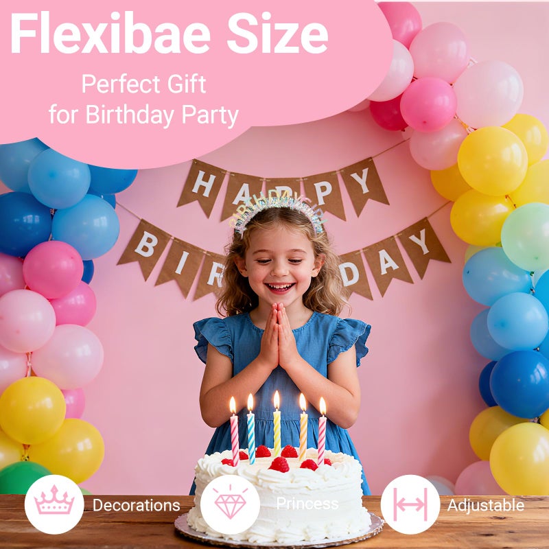Papoopy Birthday Headband with Sash for Women, Birthday Crwon Tiara for Decorations - Image 3